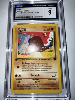 Pokemon TCG 2000 Diglett Team Rocket 1st Edition 52/82 CGC Mint 9 - Image 3