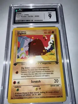 Pokemon TCG 2000 Diglett Team Rocket 1st Edition 52/82 CGC Mint 9 - Image 5