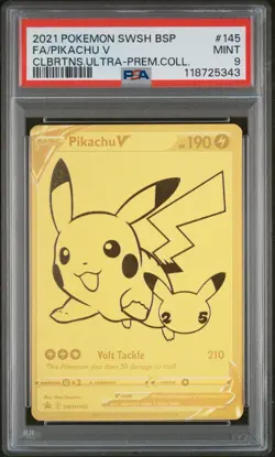 2021 POKEMON SWSH BLACK STAR PROMO 145 FULL ART/PIKACHU V CELEBRATIONS PSA 9 - Image 1