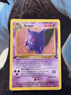 Pokemon TCG Gengar 20/62 Fossil 1st Edition Regular Rare HP - Image 1