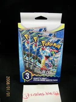 Pokemon Scarlet Violet STELLAR Crown Booster 3 Pack box TCG CCG - Image 1