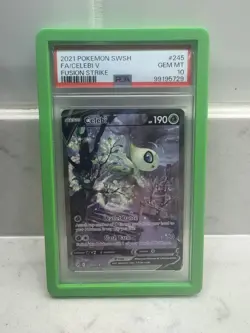 Pokemon TCG Celebi v Fusion Strike Card 245/264 PSA 10 Gem Mint with Guard - Image 1