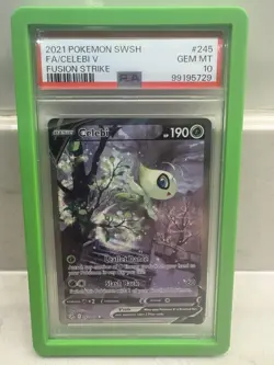 Pokemon TCG Celebi v Fusion Strike Card 245/264 PSA 10 Gem Mint with Guard - Image 2