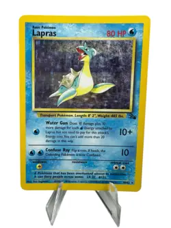 Vintage Pokemon Card Lapras 10/62 Fossil Holo Rare 1999 WOTC MP With Top loader - Image 1