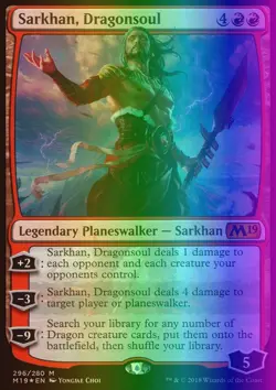MTG Magic the Gathering Sarkhan, Dragonsoul (296/339) Core Set 2019 LP FOIL - Image 1