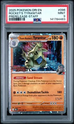 2025 POKEMON DRI EN-DESTINED RIVALS #096 TEAM ROCKET'S TYRANITAR PSA 9 - Image 1