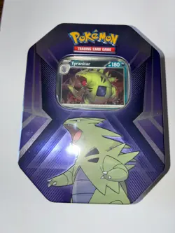 Pokemon TCG: Tyranitar Triple Whammy Collectors Tin - Used - Image 1