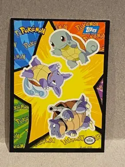 1999 Topps Pokemon The Movie Squirtle Wartortle Blastoise #S9 Sticker Puzzle - Image 1