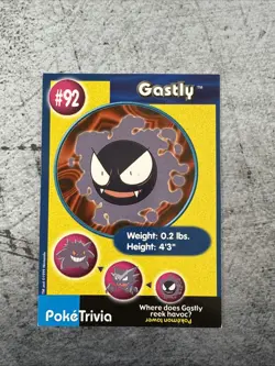 Gastly PokeTrivia Burger King Pokemon Card LP - Image 1