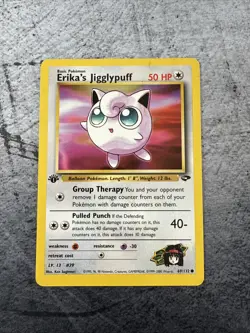 1st First Edition Erika’s Jigglypuff 69/132 Gym Challenge Vintage Pokemon Card - Image 1