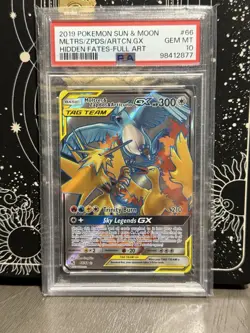 2019 POKEMON SUN & MOON HIDDEN FATES FA/MOLTRES ZAPDOS ARTICUNO GX PSA 9 - Image 1