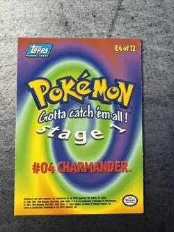 1999 Topps Pokemon Charmander #E4 of 12 Stage 1 Movie Edition Blue Topps Logo - Image 2