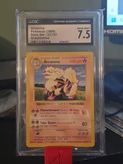 Pokemon English Arcanine 23/102 1999 Base Set (Shadowless) Uncommon Shadowless - Image 1