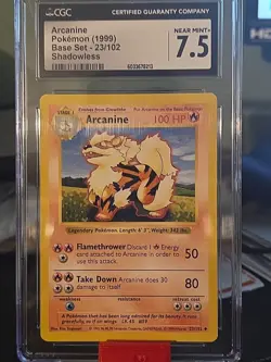Pokemon English Arcanine 23/102 1999 Base Set (Shadowless) Uncommon Shadowless - Image 2