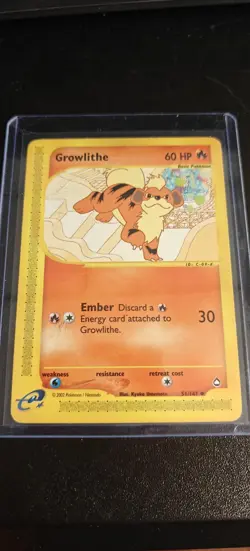Growlithe 51/147 Aquapolis E-Reader Series 2002 English Pokemon TCG Played Card - Image 1