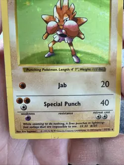 Hitmonchan 7/102 Base Set (Shadowless) Holo Rare Pokemon - B1nder Card - DMG - Image 5