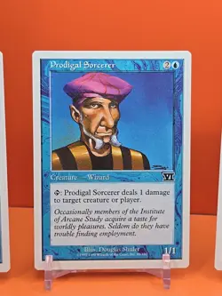 🔵🔵🔵 (4) 1999 MAGIC THE GATHERING PRODIGAL SORCERER 6TH EDITION PLAYED 🔵🔵🔵 - Image 3
