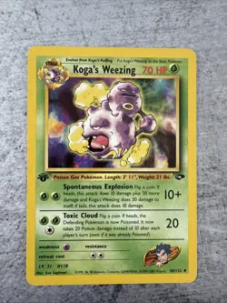 Pokemon TCG Koga’s Weezing 50/132 1st Edition Gym Challenge Uncommon - Image 1