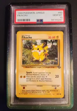Pokemon 1999 Jungle Pikachu 60/64 PSA 10 Vintage Gem Mint W/ Gradedguard - Image 1