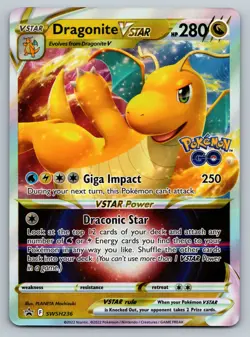 1x Dragonite Vstar Holo Foil Black Star Promo SWSH236 Pokemon GO NM - Image 1