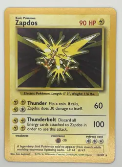 Pokemon TCG Zapdos Base Set 16/102 Holo Rare Bird Card Stock 1999 - Image 2