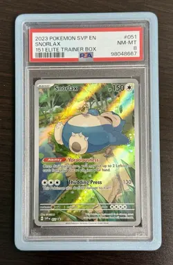 Pokemon TCG Snorlax Scarlet & Violet Promo Card 051 NM Condition PSA 8 - Image 1