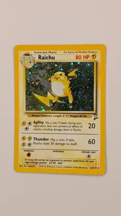 Pokemon Raichu Base Set 2 16/130 Holo Rare – LP - Image 1