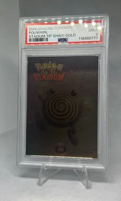 2000 Danone Pokemon POLIWHIRL #6 Stadium Tip Shiny GOLD PSA-9 - Image 1