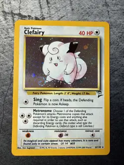 Clefairy Holo 6/130 2001 Base Set Rare WOTC Pokemon Card TCG *Swirl* - Image 2