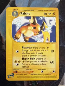 Pokemon Card - Raichu Expedition 61/165 Non-Holo LP - Image 1