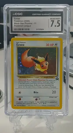 2000 Pokemon Black Star Promos Pokemon League Eevee #11 - Holo - CGC 7.5 NM+ - Image 1