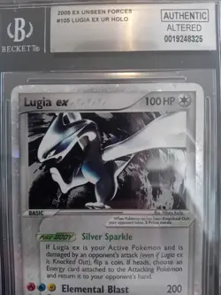 Lugia ex 105/115 EX Unseen Forces Holo - Pokemon Card - Beckett Authentic - Good - Image 2