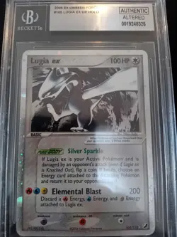 Lugia ex 105/115 EX Unseen Forces Holo - Pokemon Card - Beckett Authentic - Good - Image 4