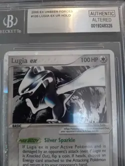 Lugia ex 105/115 EX Unseen Forces Holo - Pokemon Card - Beckett Authentic - Good - Image 5
