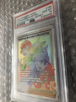 PSA 10 GEM MINT Pokemon Breeder's Nurturing 195/189 Darkness Ablaze Pokemon Card - Image 1