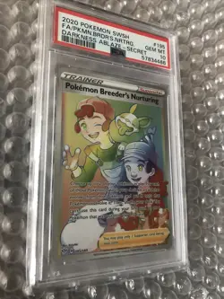 PSA 10 GEM MINT Pokemon Breeder's Nurturing 195/189 Darkness Ablaze Pokemon Card - Image 2