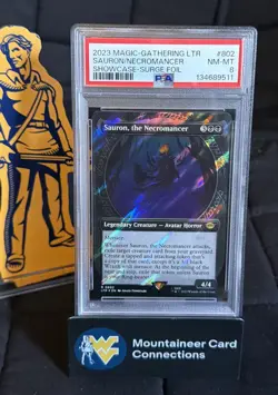 SAURON, THE NECROMANCER MTG Lord of the Rings Showcase SURGE FOIL #802 - PSA 8 - Image 1