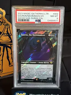 SAURON, THE NECROMANCER MTG Lord of the Rings Showcase SURGE FOIL #802 - PSA 8 - Image 2