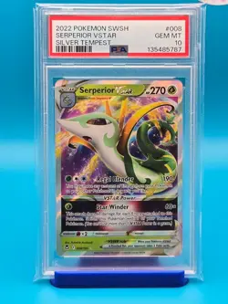 PSA 10 - 2022 POKEMON SWORD & SHIELD SILVER TEMPEST 008 SERPERIOR VSTAR - Image 1