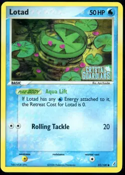 Pokemon Card - Lotad Crystal Guardians 55/100 Reverse Holo Stamped - LP - Image 1