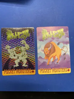 Pokemon Pocket Monsters Prism Holo Sticker Card Vending Machamp Taurus - Image 1