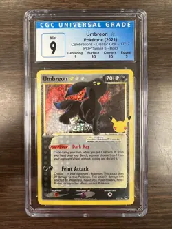 UMBREON ~ 2021 Pokemon CGC 9 Card #17/17 Celebrations Collection Holo - Image 1