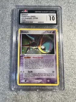 CGC 10 GEM MINT Deoxys 2005 EX Emerald 2/106 Holo SWIRL Pokemon Card - Image 1