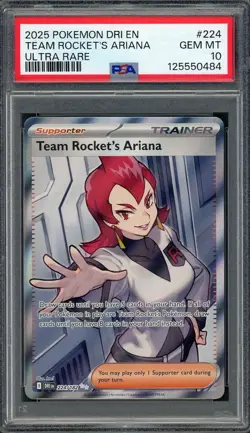 PSA 10 Team Rocket's Ariana (FA) Destined Rivals 224/182 Holo Pokemon Card B6 - Image 1