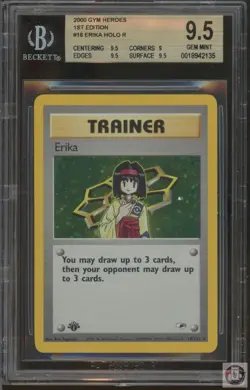 Erika Holo R 16 Gym Heroes 1st Edition Pokemon Bgs 9.5 Gold - Image 1