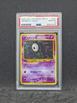 Pokemon Japanese Neo 2 Unown A No.201 (PSA 10) - Image 1