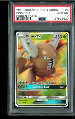 PSA 10 Pinsir GX - 6/68 - Hidden Fates Graded Pokemon - Image 1