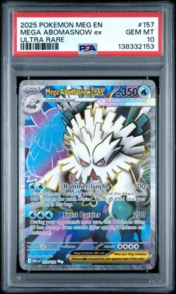 2025 Pokemon Mega Abomasnow ex 157/132 PSA 10 GEM MINT Ultra Rare MEG EN - Image 1