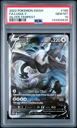 Pokemon 2022 FA/LUGIA V #186 Silver Tempest PSA 10 - Image 1