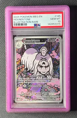 PSA 10 Gem Mint Houndstone 145/132 Illustration Rare Mega Evolution Pokemon - Image 1